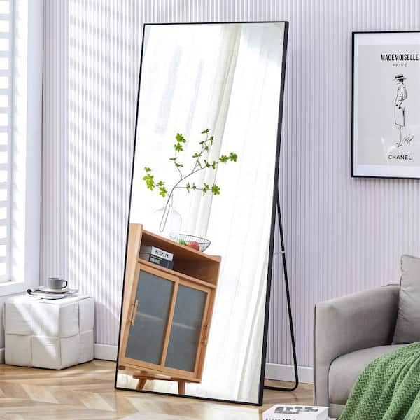 Unbranded Fourth Generation 31 in. W x 71 in. H Rectangle Solid Wood Frame Black Decorative Dressing Full-Length Mirror