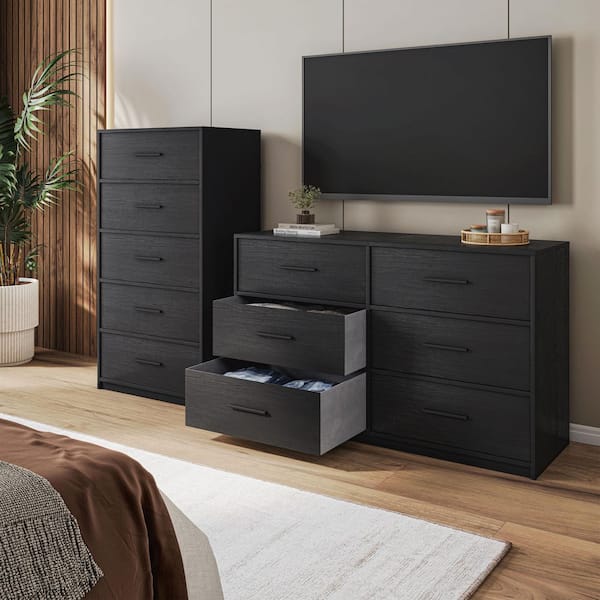 Techni Home Black 6-Drawer 44.5 in. Wide Dresser RTA-DSR06-BK
