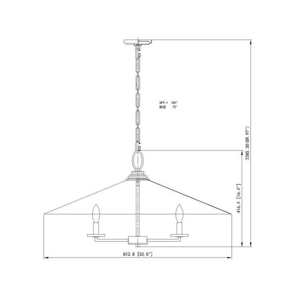 Unbranded - Rialto 32 in. Signature Gold 6 Light Pendant with Signature Gold Steel Shade