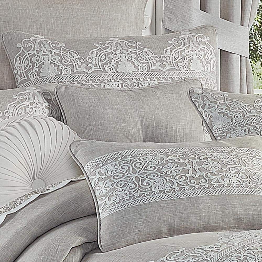 Annie Beige Faux Linen 18" Square Throw Pillow Set