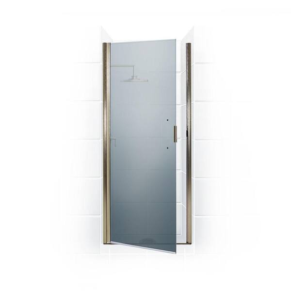 Coastal Shower Doors Paragon Series 22 in. x 69 in. Semi-Framed Continuous Hinge Shower Door in Brushed Nickel with Satin Etched Glass