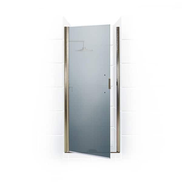 Coastal Shower Doors Paragon Series 26 in. x 65 in. Semi-Framed Continuous Hinge Shower Door in Brushed Nickel with Satin Etched Glass