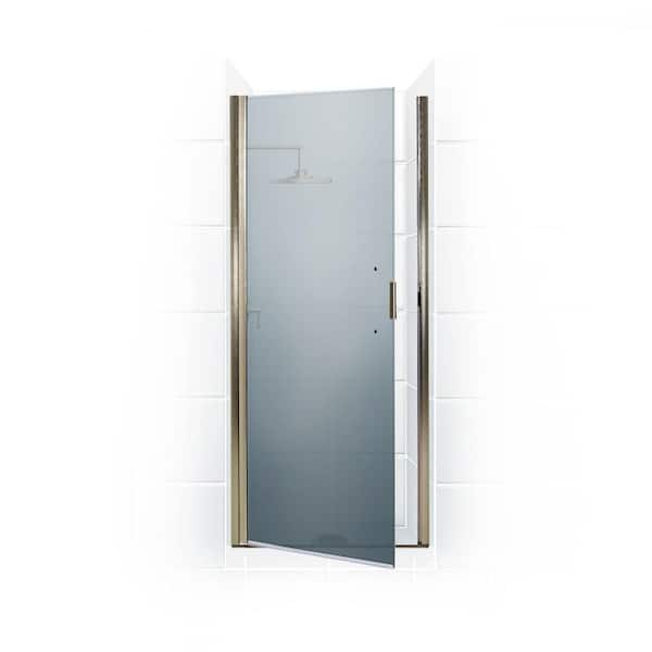 Coastal Shower Doors Paragon Series 29 in. x 74 in. Semi-Framed Continuous Hinge Shower Door in Brushed Nickel with Satin Etched Glass