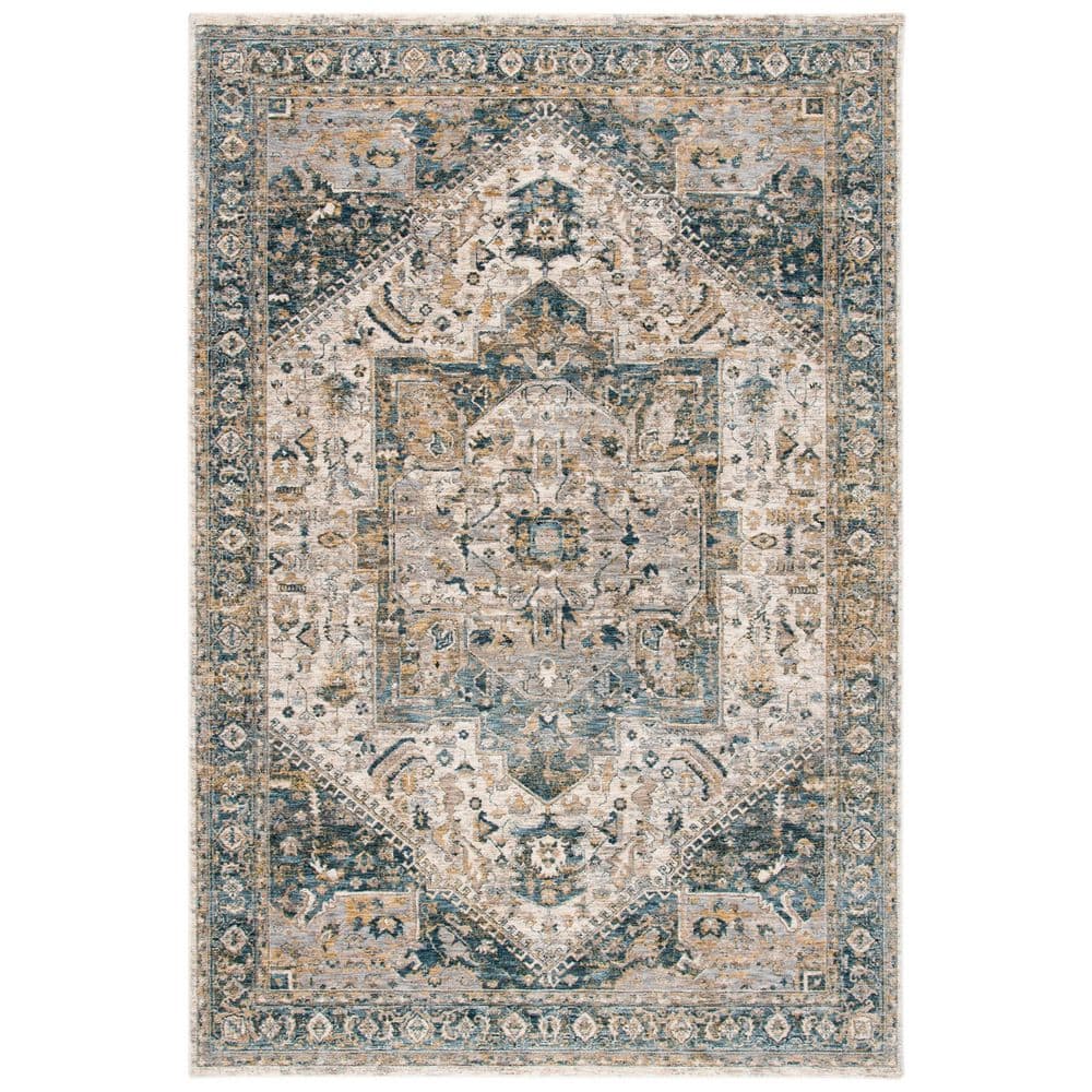 Valencia 8 ft. x 10 ft. Ivory/Blue Distressed Medallion Border Area Rug price history on PriceWatchPro