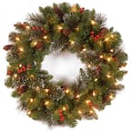Crestwood Spruce 24 in. Artificial Wreath with Clear Lights