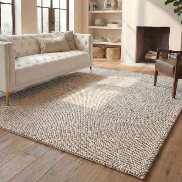 Natura 8 ft. x 10 ft. Gray/Ivory Solid Color Area Rug
