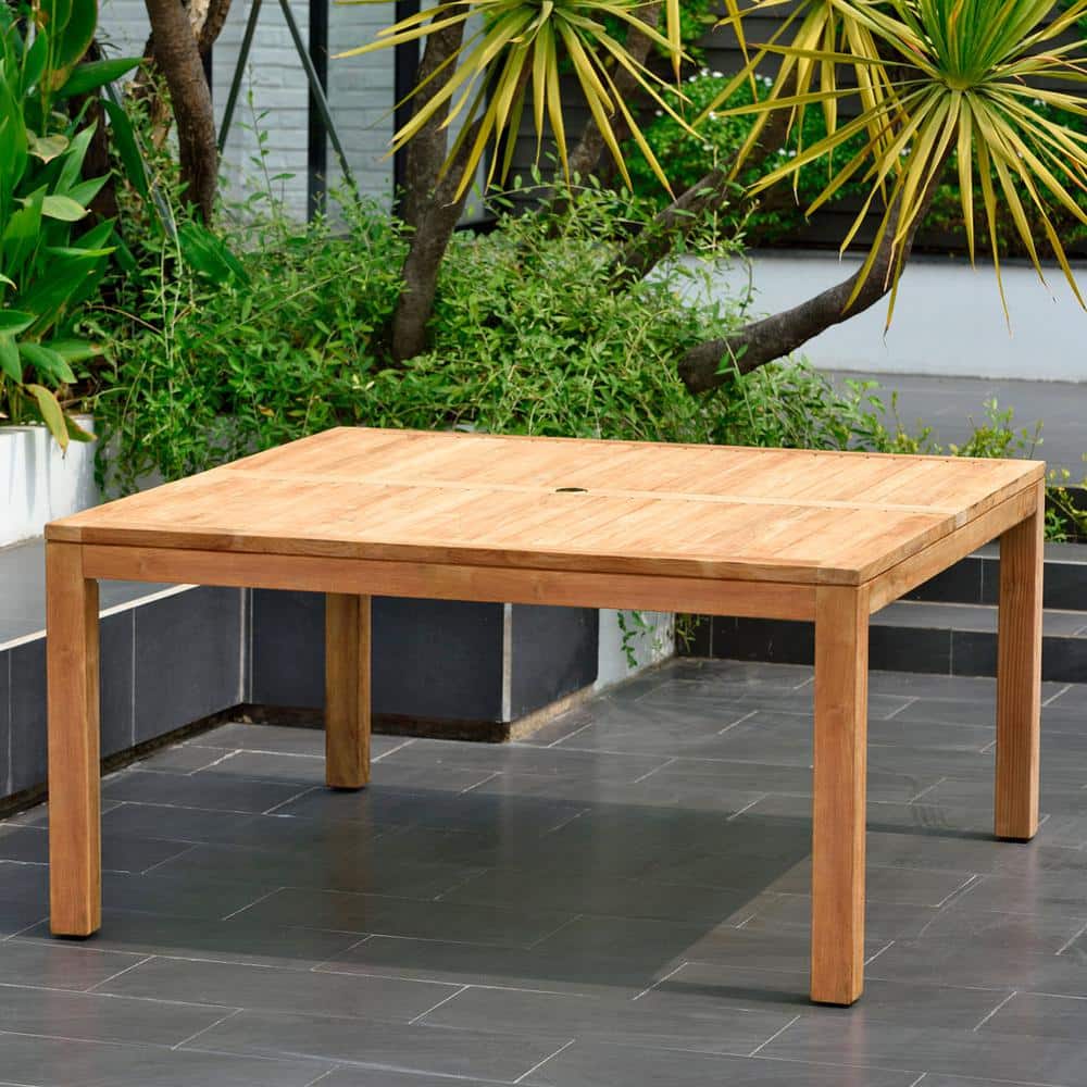 Victoria 9-Piece Teak Wood Square Dining Set, Light Brown