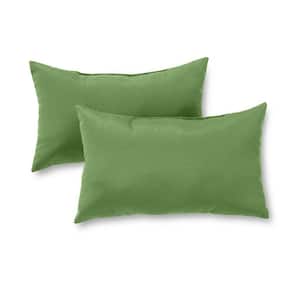Solid Hunter Green Lumbar Outdoor Throw Pillow (2-Pack)