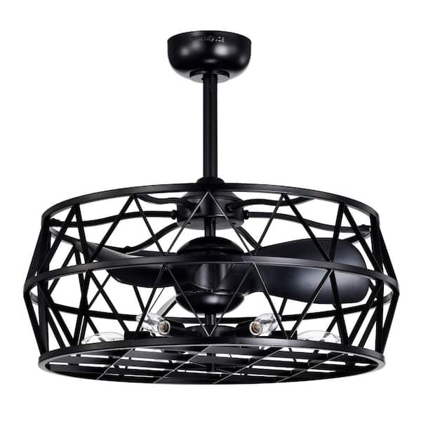 Warehouse of Tiffany Loredana 26 in. 6-Light Indoor Matte Black Finish Ceiling Fan with Light Kit and Remote