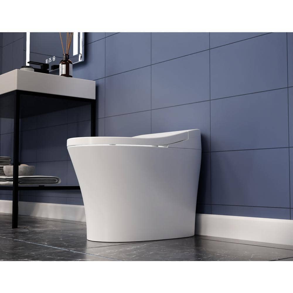 White Elongated Free Standing Smart Toilet with Bidet