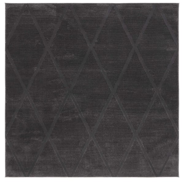 Revive 7 ft. x 7 ft. Charcoal Diamond Solid Square Area Rug