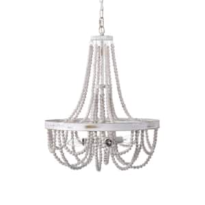 Valentinas 18 in. 4-Light Indoor Brushed White Finish Chandelier with Light Kit