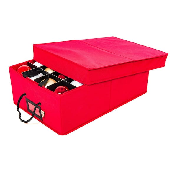 Santa's Bags Red 3 Tray Ornament Storage Drawer with Lid, Christmas Storage