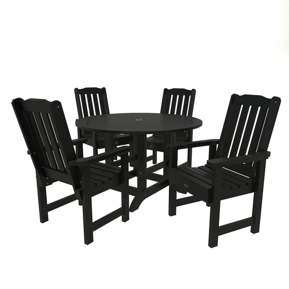 Highwood Springville 5Pieces Round Recycled Plastic Outdoor Dining Set