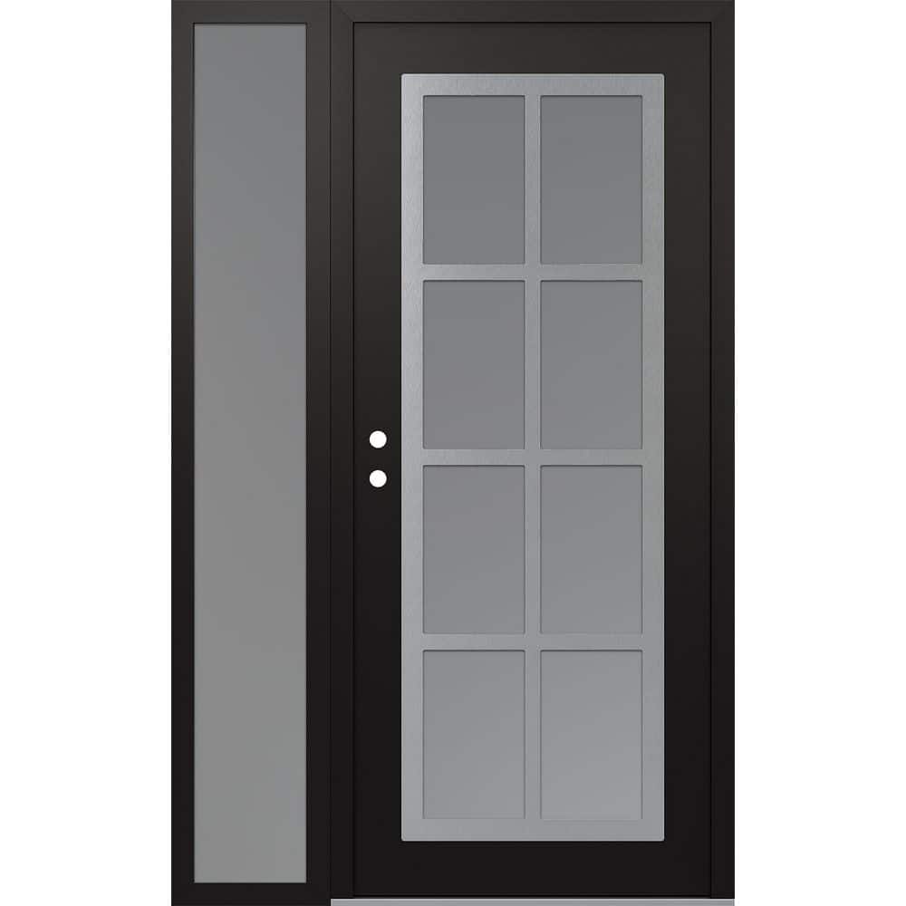 C16 50 in. x 80 in. Silver P Right-Hand/Inswing Frosted Glass Black/White Sidelite Steel Prehung Front Door price history on PriceWatchPro