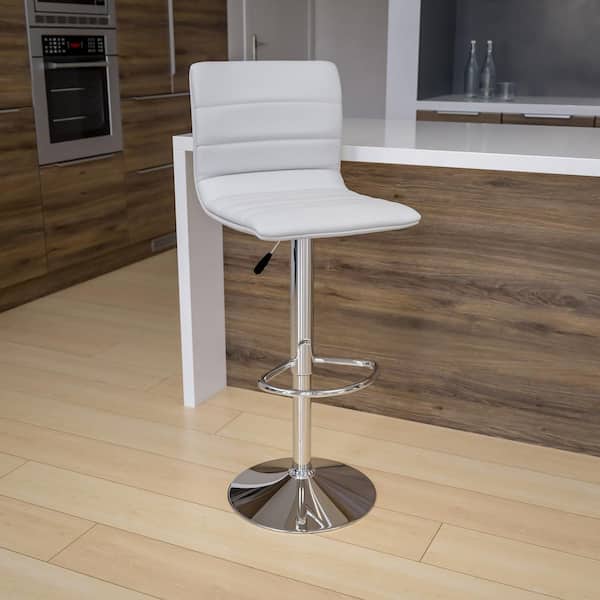 Betsy 33 in. White Vinyl/Chrome Frame Frame Mid Metal Bar Stool with Vinyl Seat