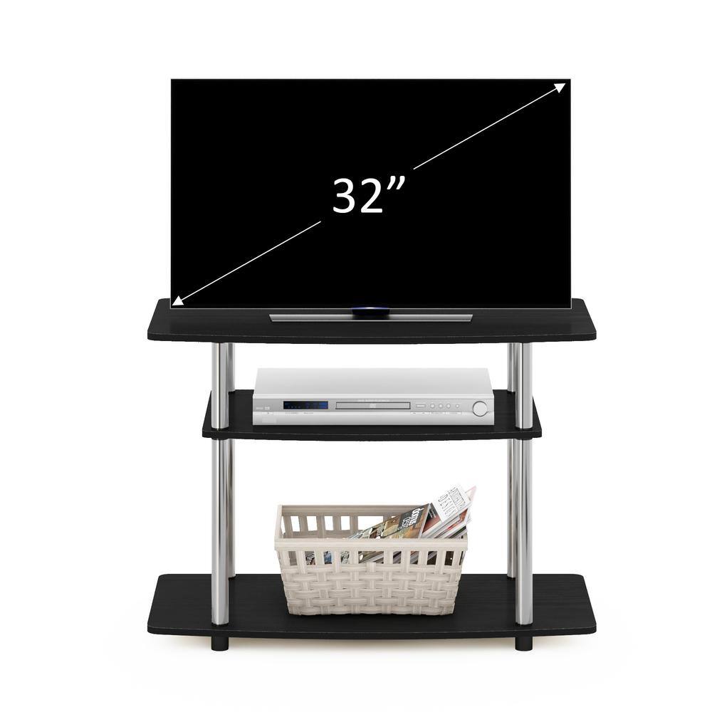 Americano Chrome 3-Tier TV Stand with Stainless Steel Poles