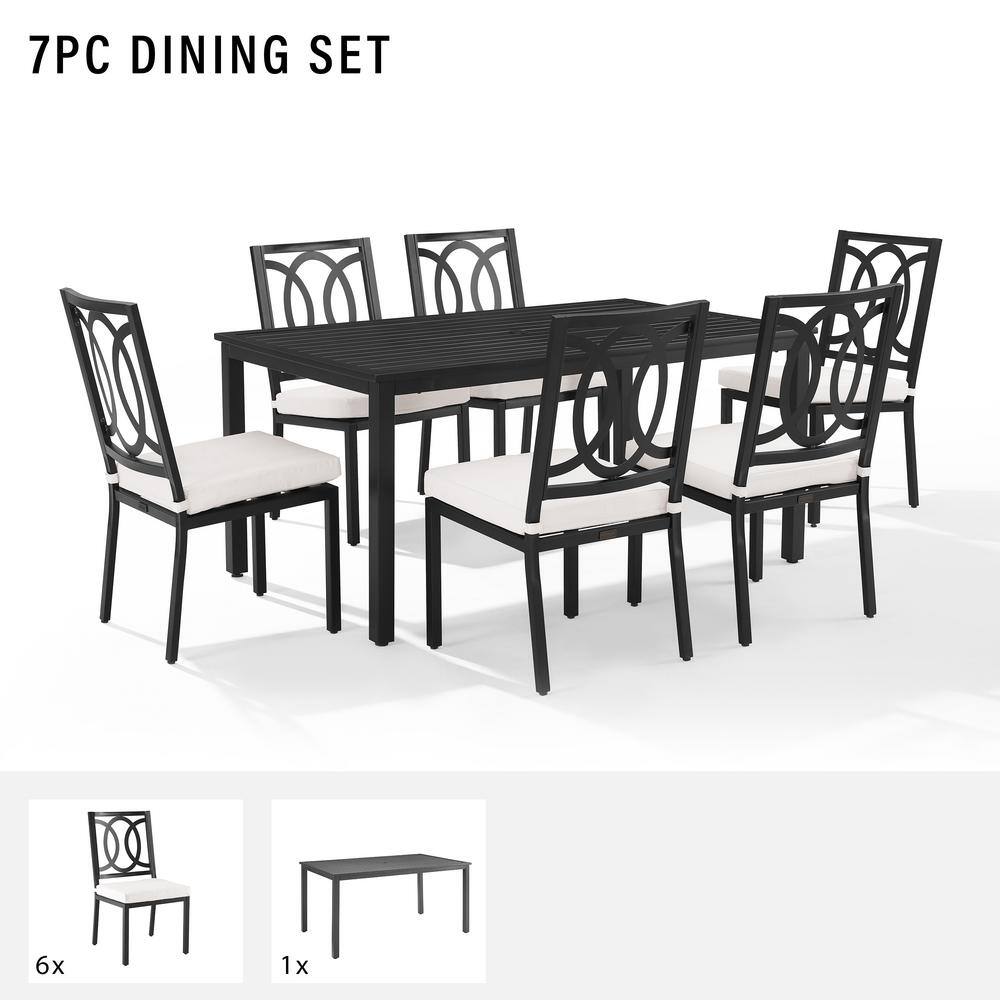 Chambers Black and Cream 7-Piece Steel Outdoor Dining Set