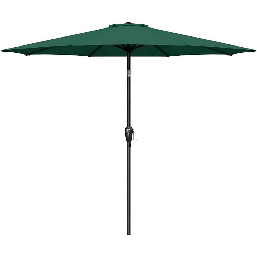 9 ft. Metal Outdoor Market Table Patio Umbrella with Button Tilt, Crank and