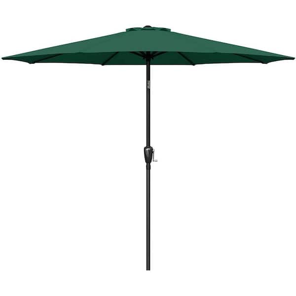 Unbranded 9 ft. Metal Outdoor Market Table Patio Umbrella with Button Tilt, Crank and 8 Sturdy Ribs for Garden in Green