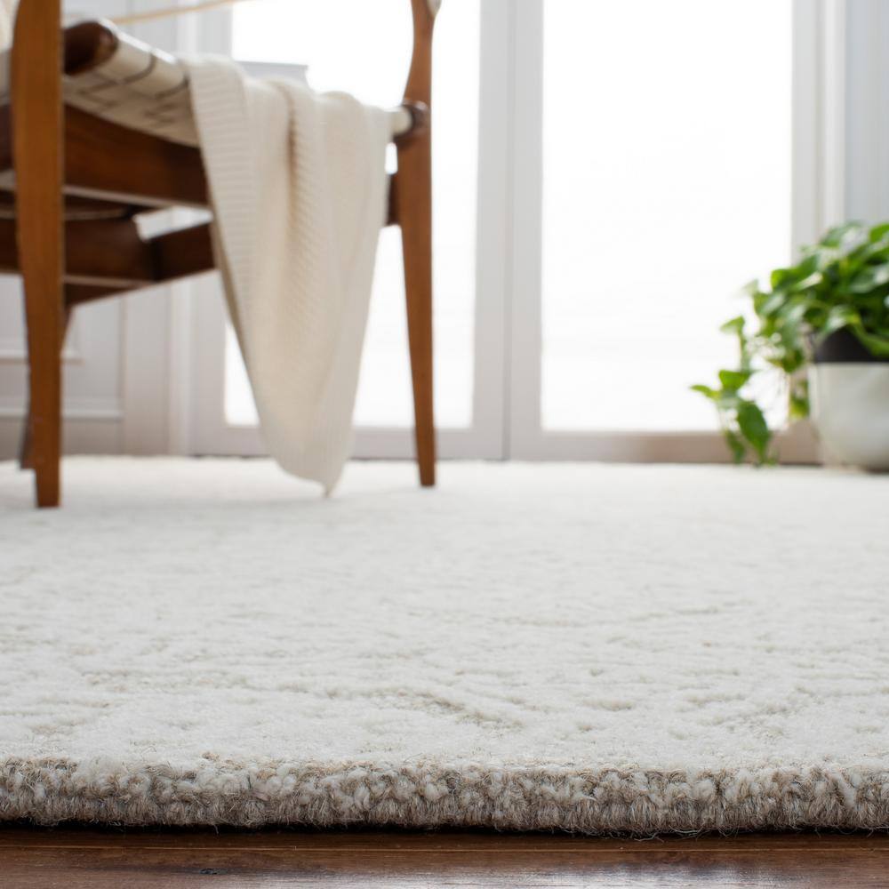 Ivory Floral Elegance Hand-Tufted Wool Rectangular Rug