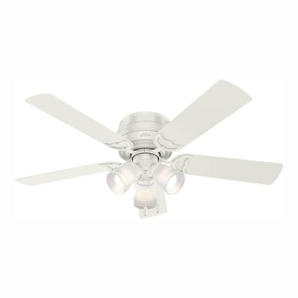 Hunter Prim 52 in. LED Indoor Low Profile 3-Light Fresh White Ceiling Fan