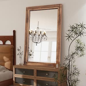 24 in. W x 36 in. H Rectangular Classic Brown Wooden Framed Bathroom Vanity Mirror Wall Mirror