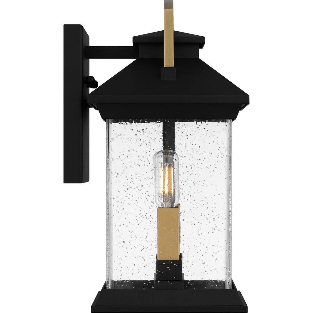 Henderson Black and Gold Outdoor Wall Lantern with Clear Glass