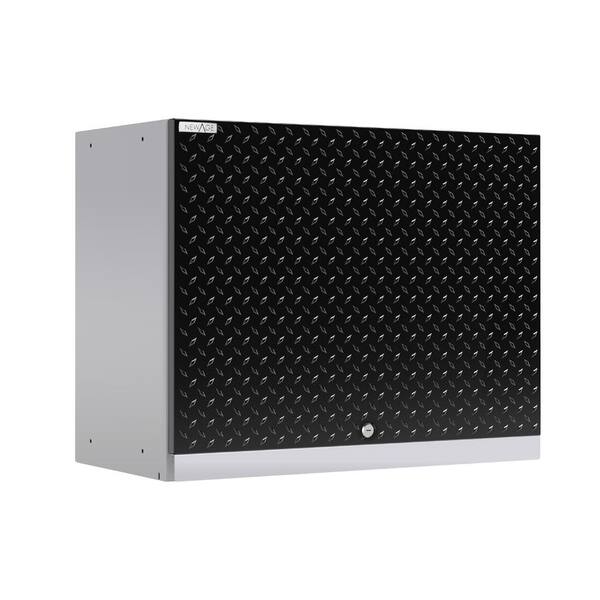 NewAge Products Performance Plus Diamond Plate 2.0 24 in. W x 18 in. H x 12 in. D Steel Garage Wall Mounted Cabinet in Black