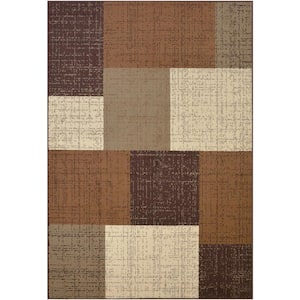 Modela Geometric Abstract Brown and Tan 8 ft. x 10 ft. Synthetic Rectangle Area Rug