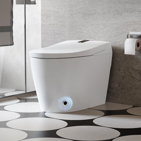 Smart Bidet Toilets in White with Auto Open/Close Cover, Heated Seat, Front/Rear Wash, Warm Air Dryer, Remote Control