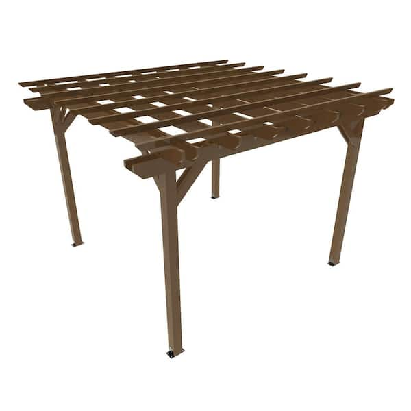 Highwood The Sequoia Commercial Grade Ridgecrest 12 ft. x 12 ft. Weathered Acorn Plastic Pergola