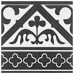 Majestic Orleans Cenefa Black Encaustic 9-3/4 in. x 9-3/4 in. Porcelain Floor and Wall Border Tile