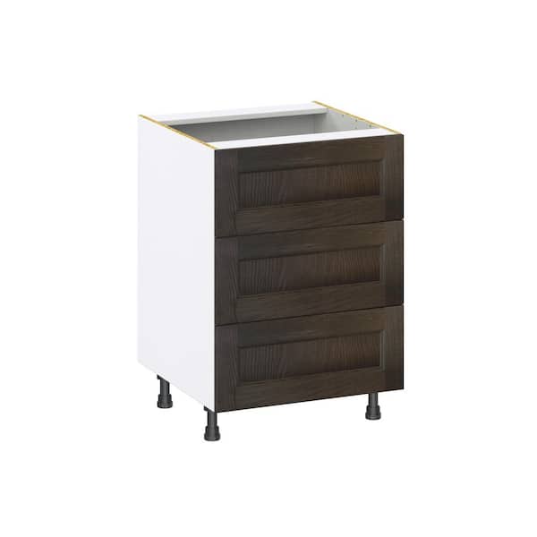 Georgetown 24 in. W x 24 in. D x 34.5 in. H Assembled Drawer Base Kitchen Cabinet in Chestnut with 3-Drawers
