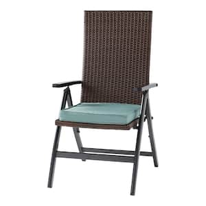 Wicker Outdoor PE Foldable Reclining Chair with Seaglass Seat Cushion