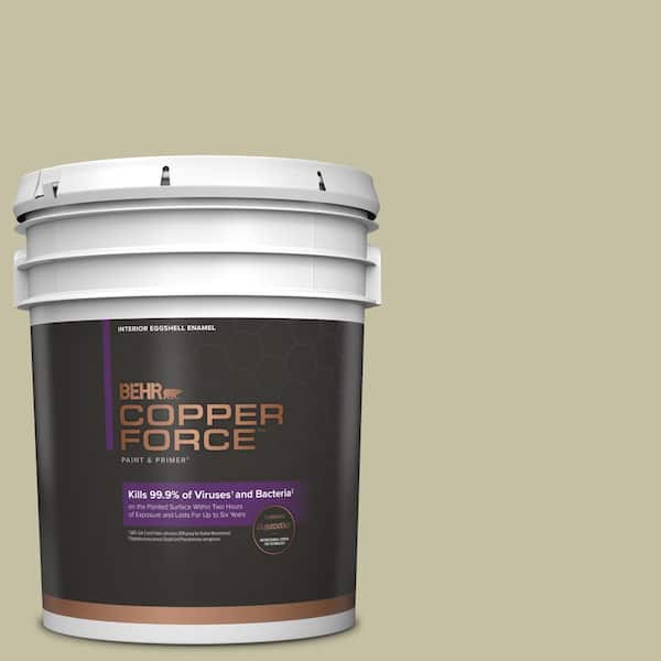 COPPER FORCE 5 gal. #S350-3 Washed Olive Eggshell Enamel Virucidal and Antibacterial Interior Paint & Primer
