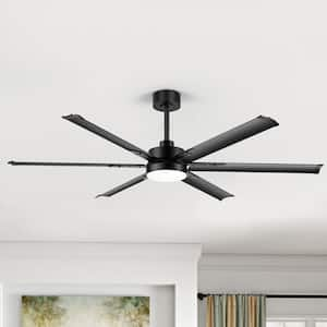 Aubrey 65 in. Indoor 120-Volt Black-Aluminum-Blade Black Industrial Ceiling Fan with Integrated LED and Remote Control