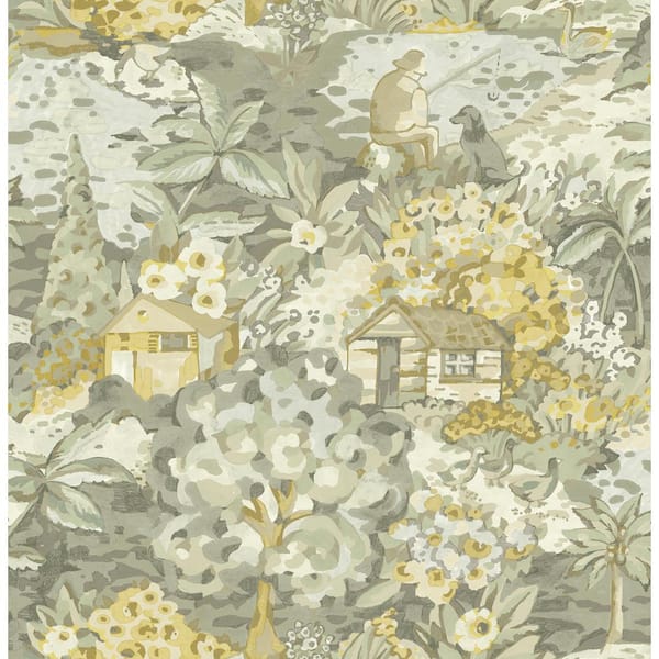 Yellow Grey le Forestier Vinyl Peel and Stick Removable Wallpaper