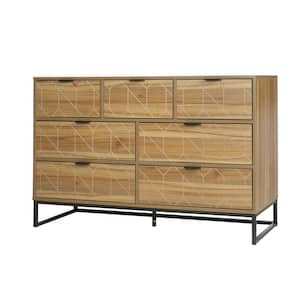 47.25 in. W x 15.75 in. D x 31.58 in. H Walnut Brown Linen Cabinet with 7-Drawer Dresser