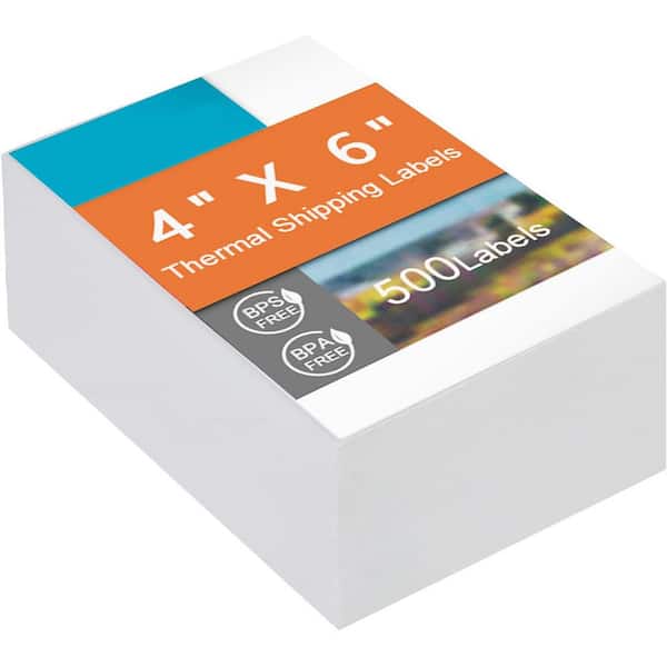 Unbranded Commercial Grade Direct Thermal 4 x 6 Shipping Labels 500 Sheets Fan-Fold Perforated Strong Adhesive 1 Stack