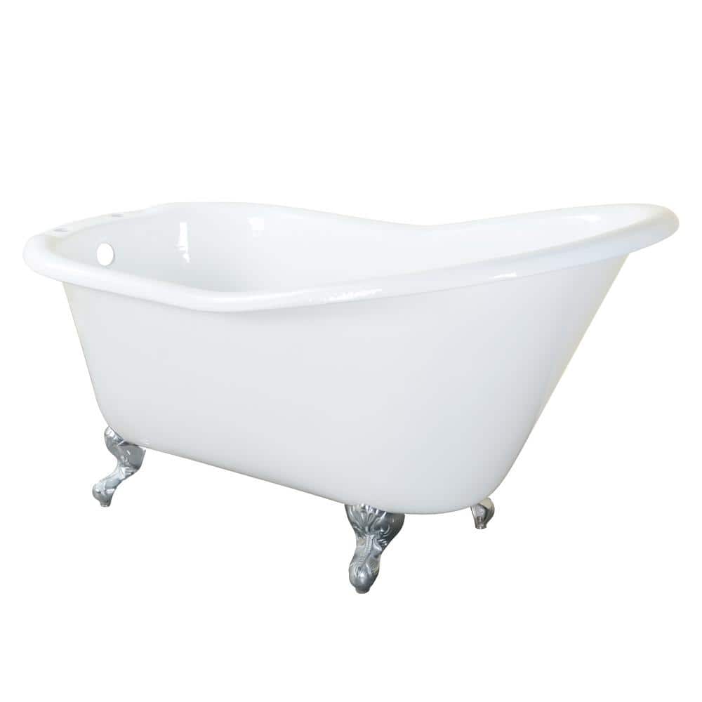 Icarus 67'' White Cast Iron Clawfoot Soaking Bathtub