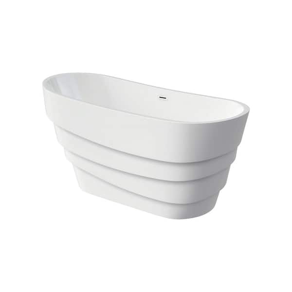 A&E Basile 69 in. Acrylic Flatbottom Non-Whirpool Bathtub in White High-Gloss