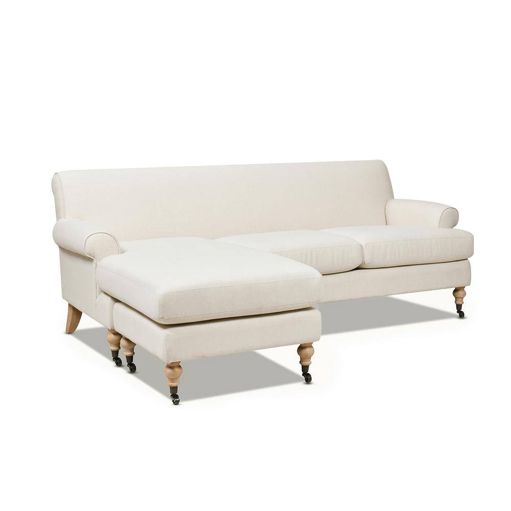 Alana 88" Light Beige Linen Reversible L-Shape Sectional Sofa