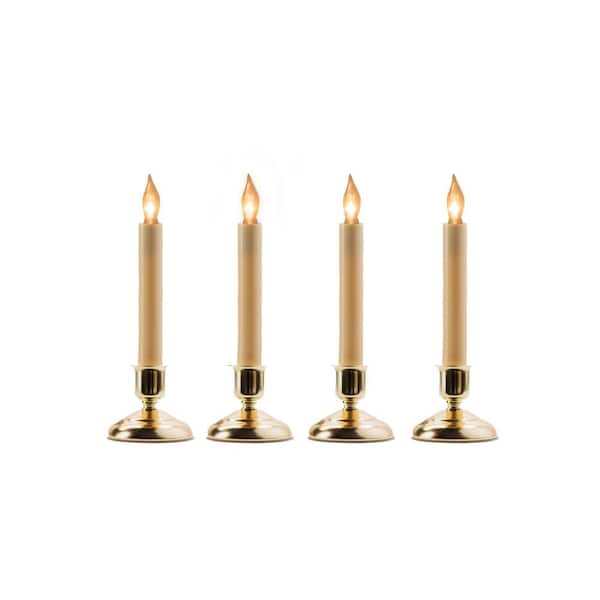 Unbranded 9 in. Electric Christmas Candles with Brass Base (Set of 4)