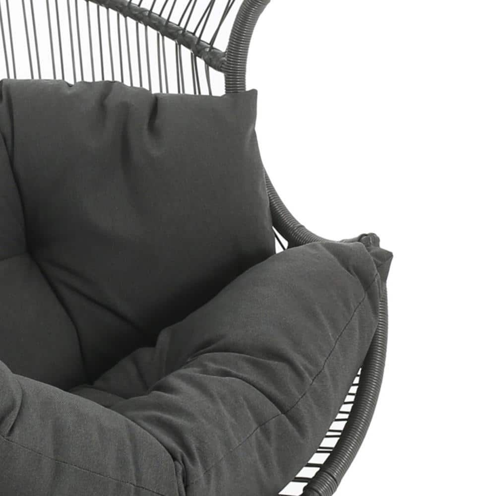 Dark Gray Iron Wicker Outdoor Lounge Chair