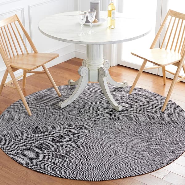 Braided Dark Green 4 ft. x 4 ft. Abstract Round Area Rug