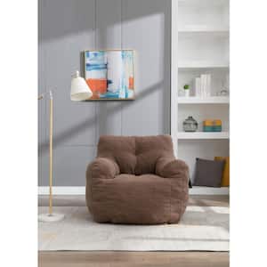 37 in. W x 39.37 in. D x 27.56 in. H Coffee Soft Tufted Foam Bean Bag Chair with Teddy Fabric