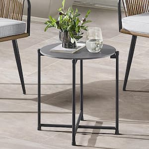Alburgh All-Weather 18 in. H Black Round Poly Fiber Outdoor Cocktail Table