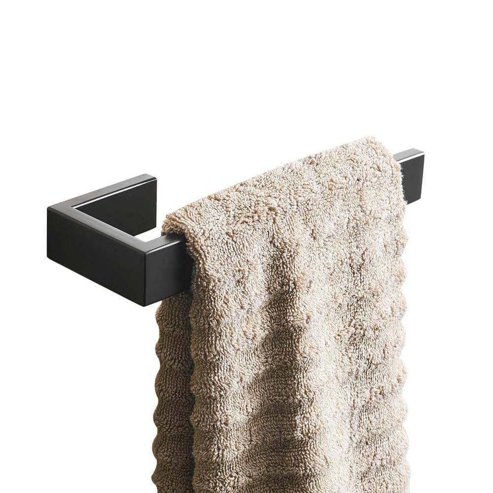 Modern 8.26 in. Wall Mounted Towel Bar, Angle Simple Stainless Steel in Bla