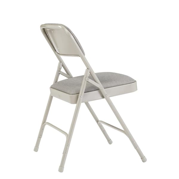 National Public Seating 2202 Grey Fabric Padded Seat Stackable Folding Chair (Set of 4) - 2